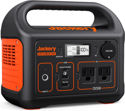 Jackery Explorer 300 Portable Power Station - 293Wh Solar Generator for Camping, Travel, and Emergency Backup